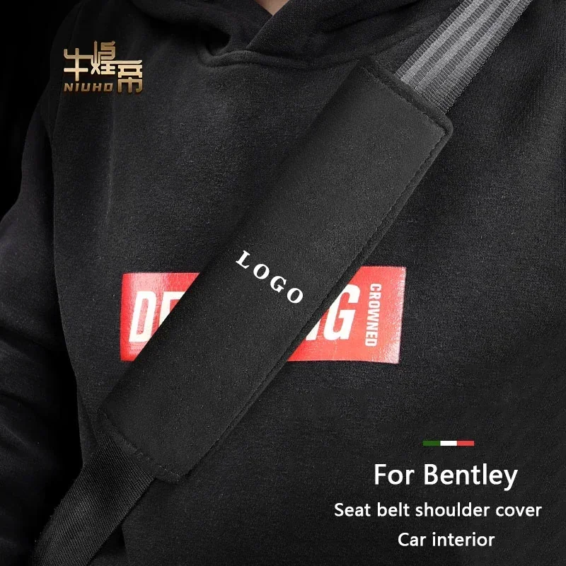 Suede Car Seat Belt Shoulder Cove For Bentley Mushang Elegant Continental EXP GT Seat Belt Protective Cover Interior Accessories