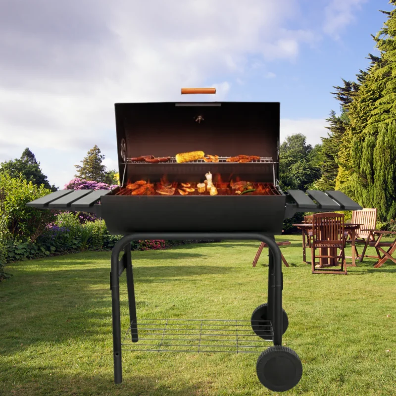 Modern Premium 1mm Thickness Cart Type Steel Trolley Folding Eco-Friendly Outdoor Charcoal Grill Smokeless Design Durable Build