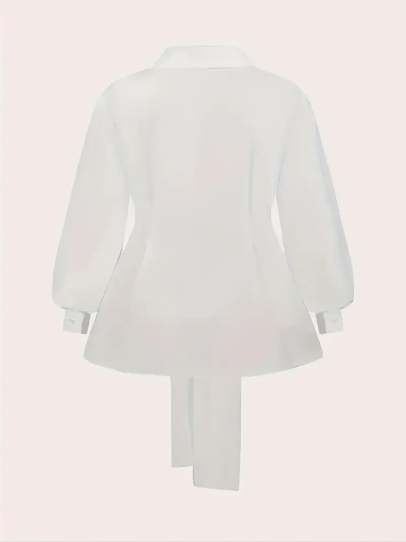 حجم كبير 1XL-5XL موضة المرأة بلون التلبيب طوق بلوزة قميص السيدات عادية أنيقة شيك قميص طويل الأكمام