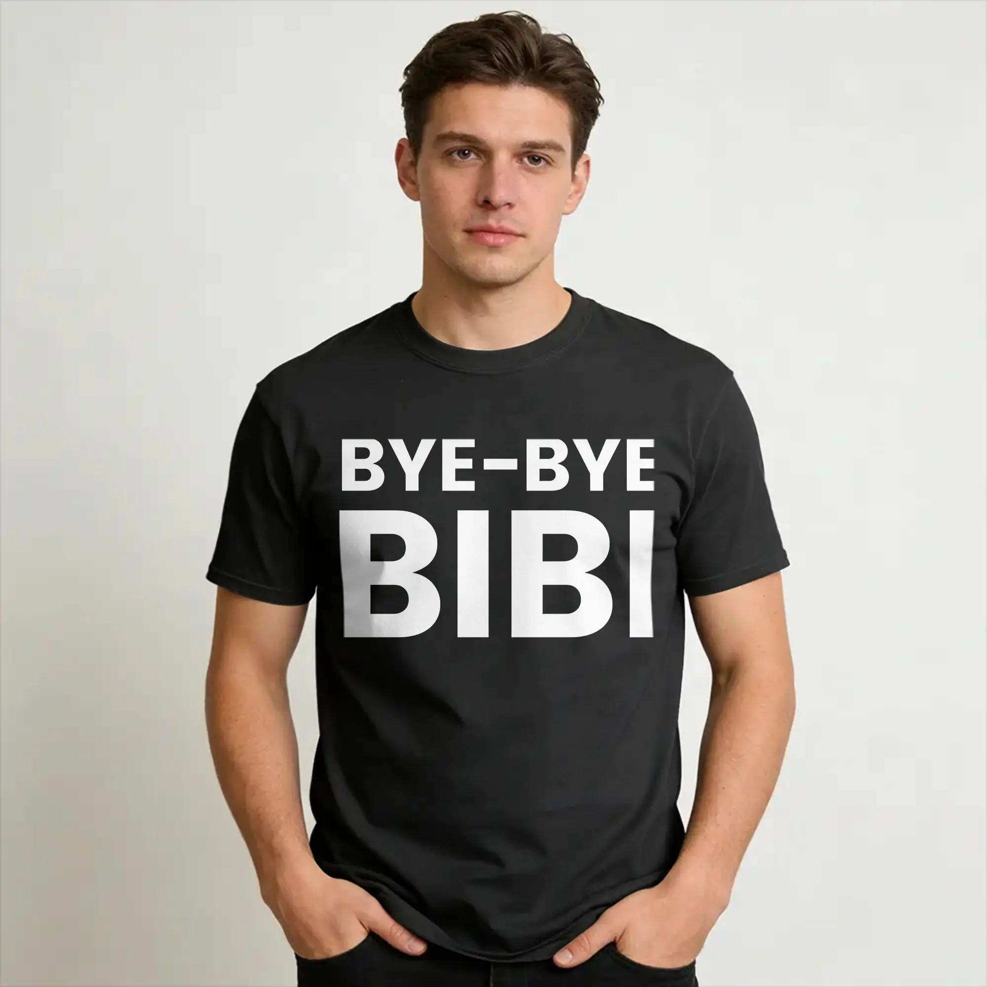 Fashion BYE-BYE BIBI Benjamin Netanyahu Leaves Office  T Shirt For Unisex  100% Cotton T-shirts Short Sleeve Clothing