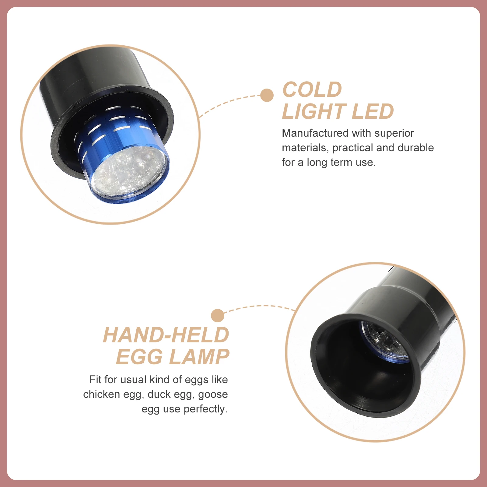

Hand Held Egg Lamp Black Portable EggTester Cold Light Incubation Equipment For Chicken Duck Eggs Poultry Lab Teaching Use