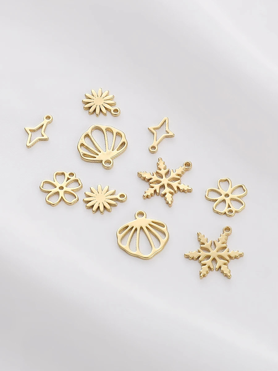 

10pcs 14K Gold Charms beading Zinc Alloy Pendants Hollow Flat Scallop Charms For DIY beads Jewelry Earring Making Accessories