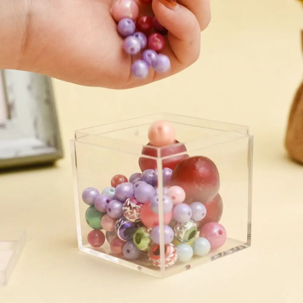 Mini Acrylic Boxes Transparent with Cover Square Packing Box Protection Showcase Dustproof Food Candy Storage Container