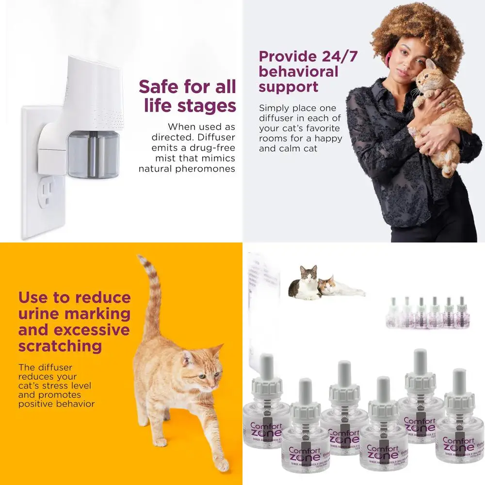 

Набор из 6 сменных картриджей для успокаивающего диффузора для кошек: снижают тревожность, стресс, царапины, меткирование мочевыми следами и агрессию между кошками на 180 дней.