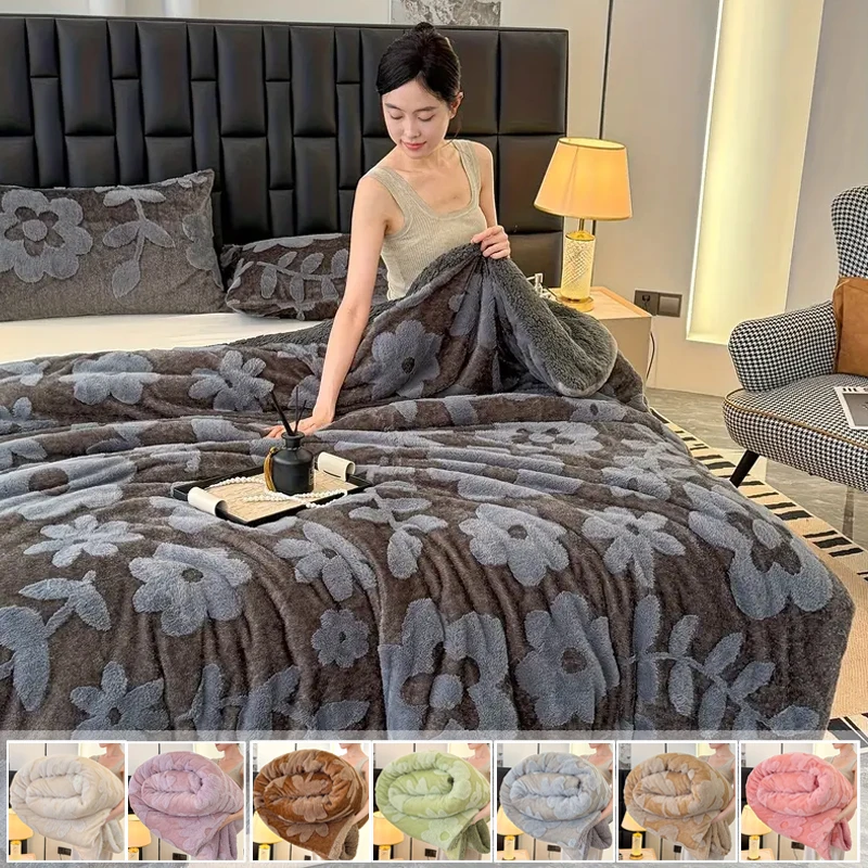 

Newest Warm Winter Blanket Milk Velvet Solid Thick Wide Striped Flannel Multifunctional Blanket Leisure Home/Office Nap Blankets