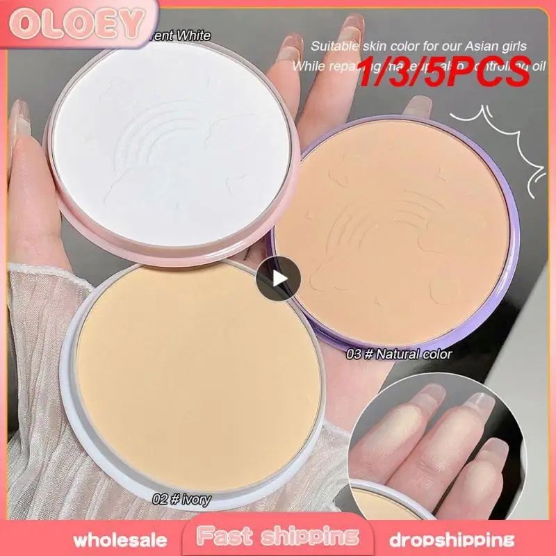 1/3/5PCS Cute Cartoon Matte Oil Control Pressed Powder Natural Makeup Setting Powder High Gloss Concealer Powder Brightening