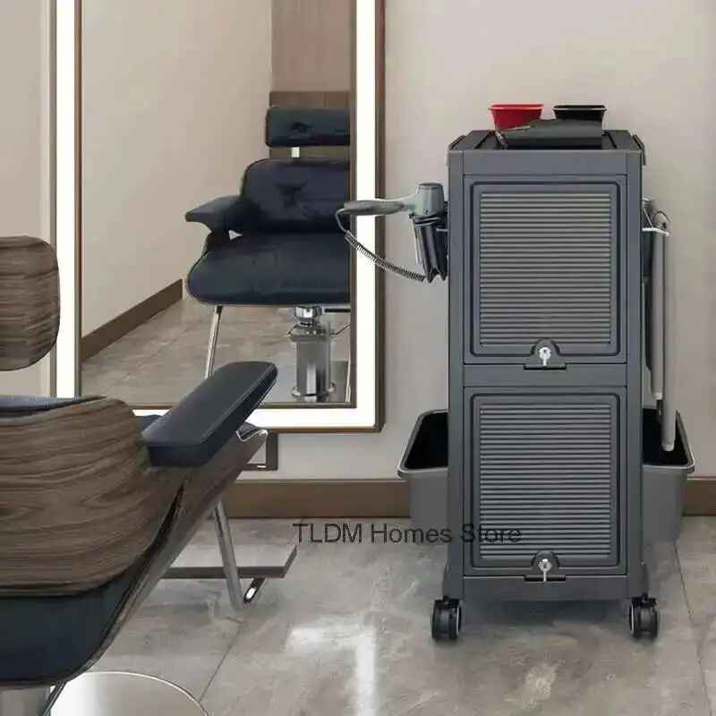 Simple Salon Trolley Hairdressing Shop Auxiliary Car with Wheels Multi-functional Salon Furniture Barber Nordic Shop Tool Cart
