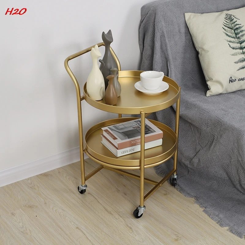 Creative Minimalist Wheeled Cart Coffee Table Home Living Room Bedroom Sofa Side Table Restaurant Club Movable  Drop Shipping