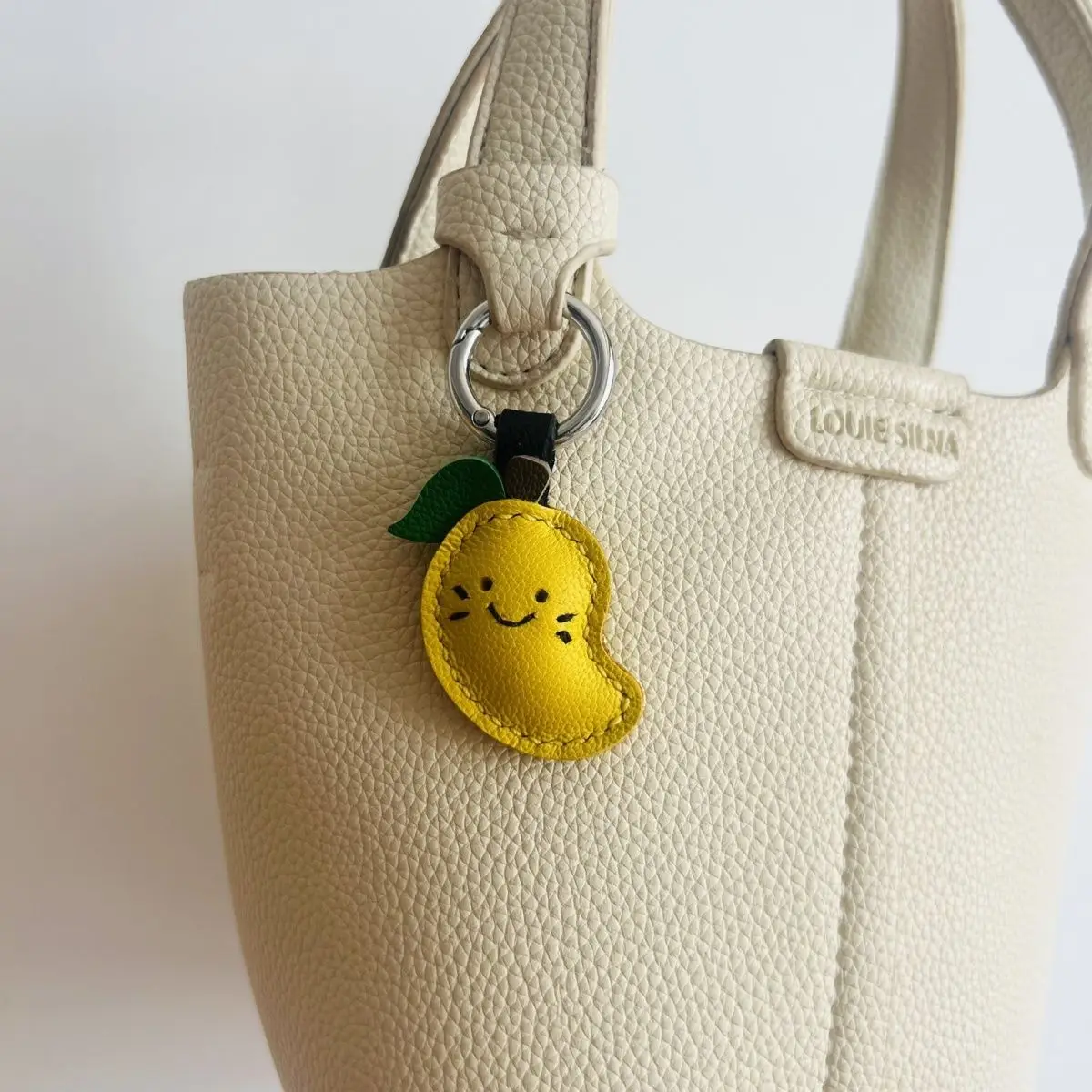 

Handmade genuine leather cute small mango bag keychain car key holder fashion adorable little gift
