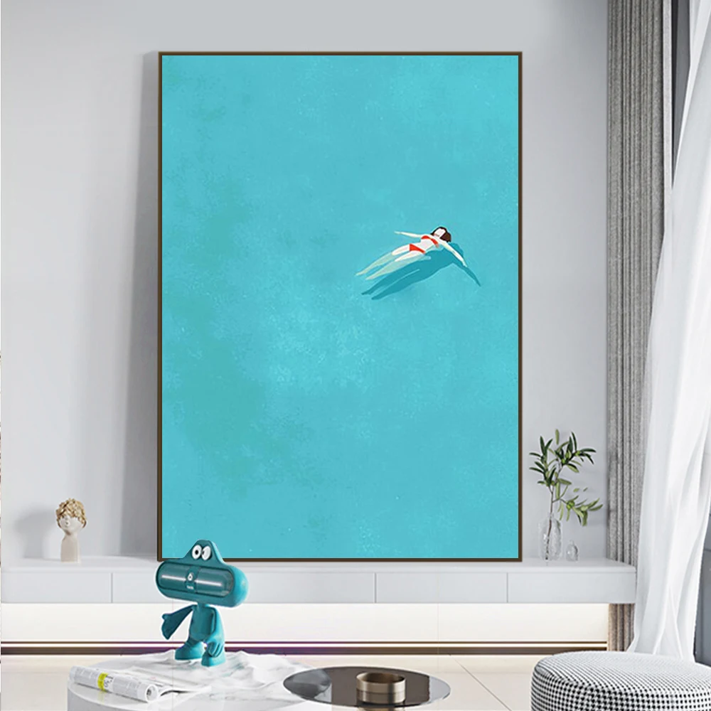 Abstract Creative Alone Girl Wall Art Poster Prints Minimalist Colorful Style Canvas Painting Picture for Living Room Home Decor