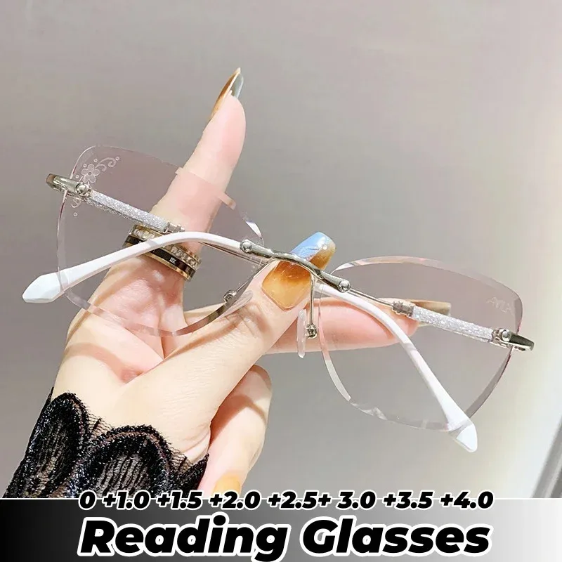 Modische Cat Eye Lesebrille Luxus Diamant Quadrat Fernsicht Brillen Männer Frauen Retro Anti-blau Presbyopie 0 Bis + 4,0