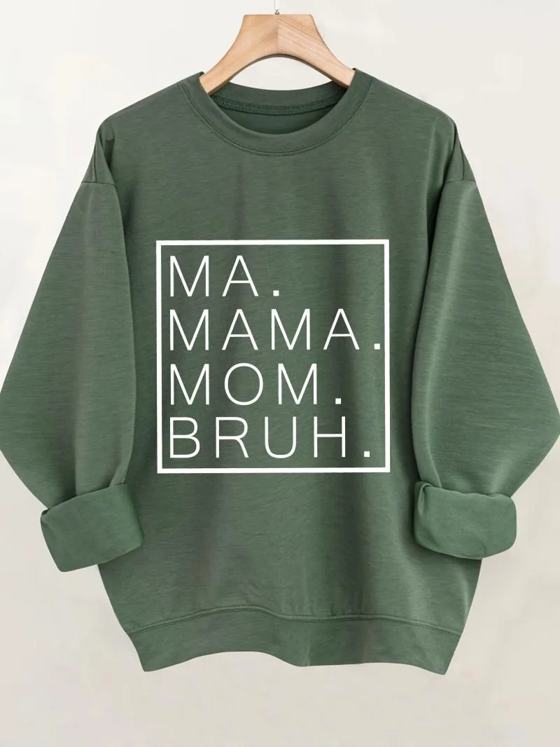 Rheaclots Women‘s Ma Mama Mom Bruh Long Sleeve Sweatshirt Casual Fashionable Pullover Simple  Personalized New Women's Clothing