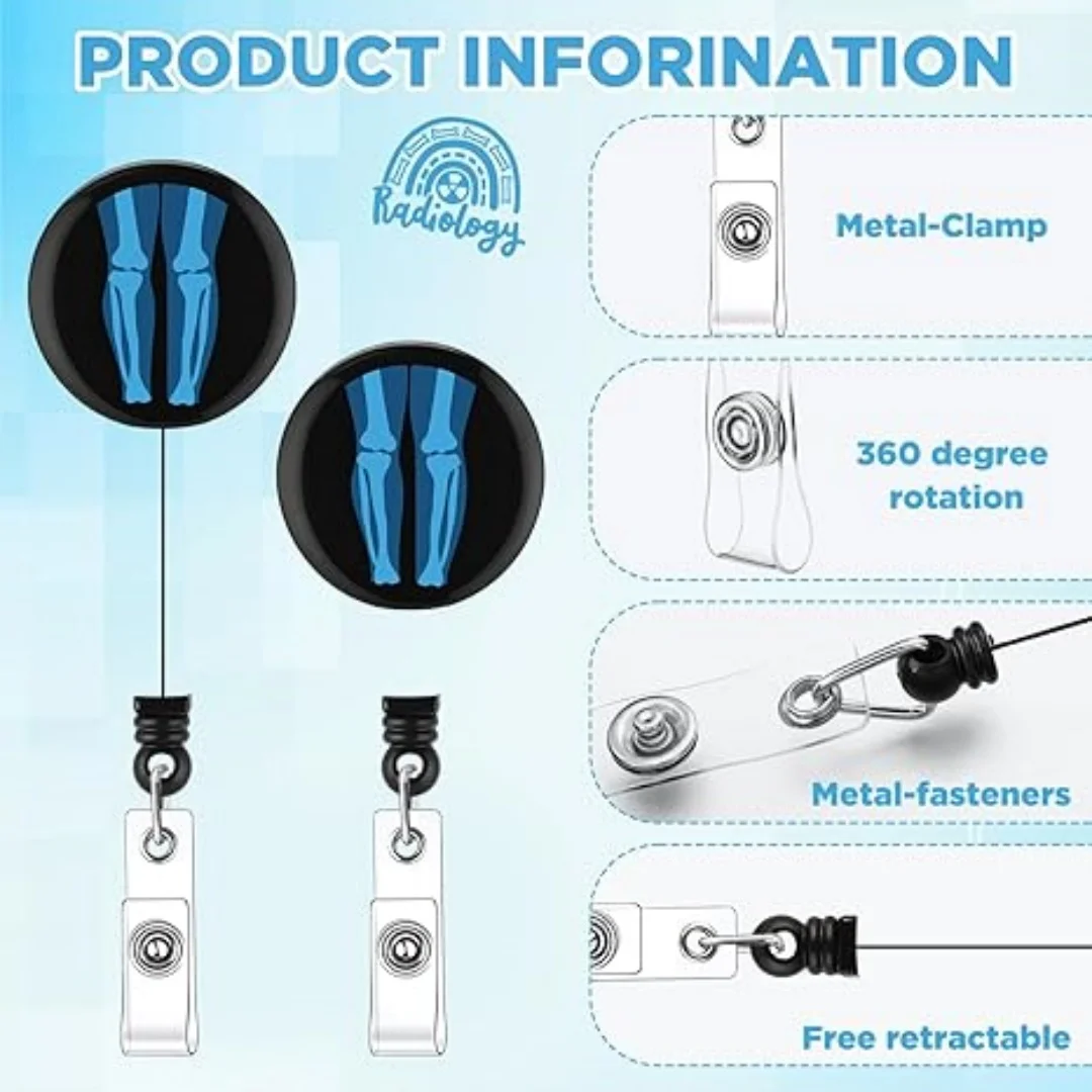 X-Ray Badge Reel Skeleton Retractable Id Badge Holder Medical Badge Reel For Nurse, Doctor, Student, Teachers Id Cards Tag Gifts