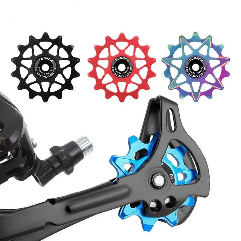 Bicycle Derailleur Jockey Wheels 10/12/14/16T Aluminum Ceramic Bearing Positive Negative Teeth Pulley Hollow Lightweight
