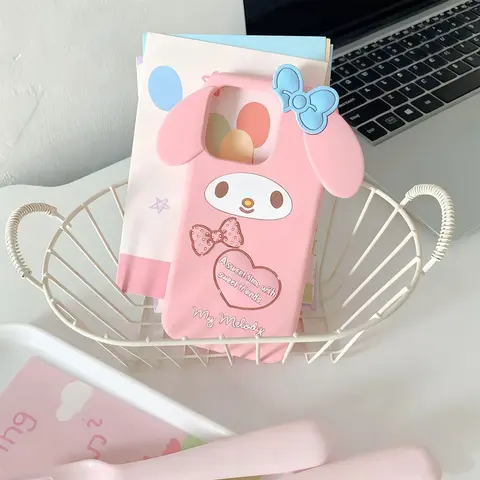 3D Pink Rabbit Silicone Phone Case Cover For iPhone 13 14 15 16 17 Pro Max 12 Mini 11 7 8 Plus SE 4 4S XR X XS 5 5S