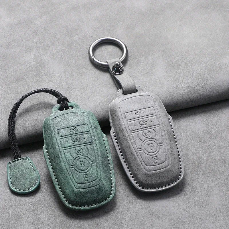 Funda de cuero para llave de coche con 4 o 5 botones para Ford Fusion, Edge, Explorer, Focus, F150, F250, F350, F550, Escape y Lincoln Mondeo