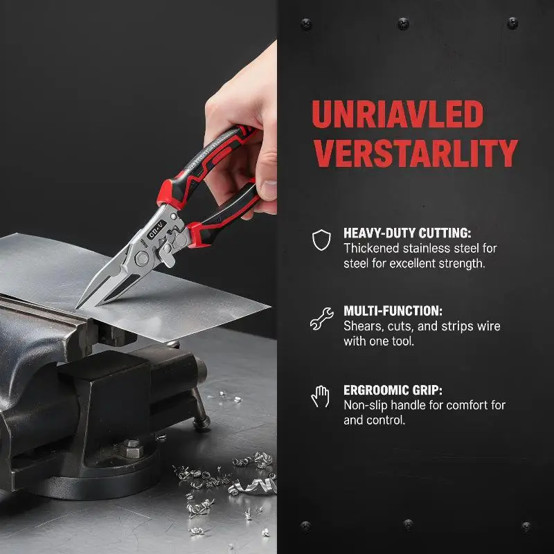 Heavy Duty Multifunctional Electrician Scissors Crimping Wire Cutter With Wrench For Metal Sheet Cable Cutting