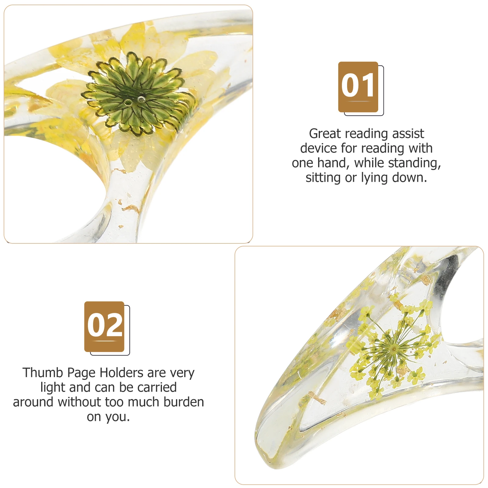 フラワーブックマーク読書アクセサリー、親指ブレースリング、プラスチックページオープナー用の小さなホルダー、多機能スパイダー学生棚