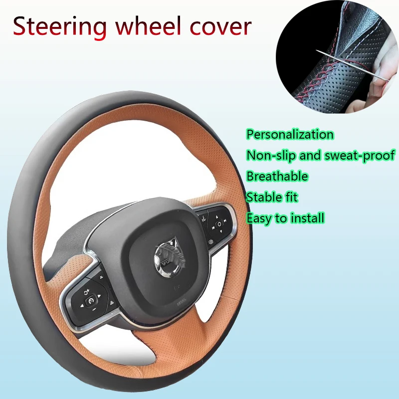 

DIY Hand Sewing Car Steering Wheel Cover for Volvo XC90 XC60 XC40 V90 S90 S60 Leather Breathable Non-slip Interior Braid