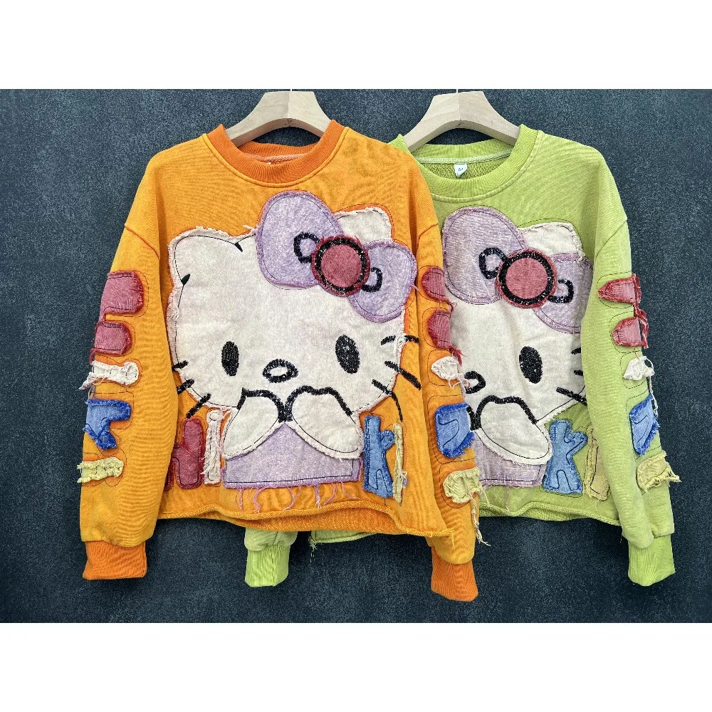 

Miniso Hello Kitty Plus Size Womens Sweatshirt 2025 - Oversized Color Block Crop Top