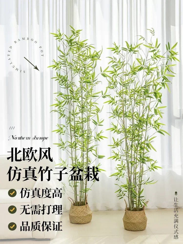 Simulated bamboo interior decoration, fake bamboo partition, screen, retaining wall, landscaping, outdoor decoration, bamboo pot