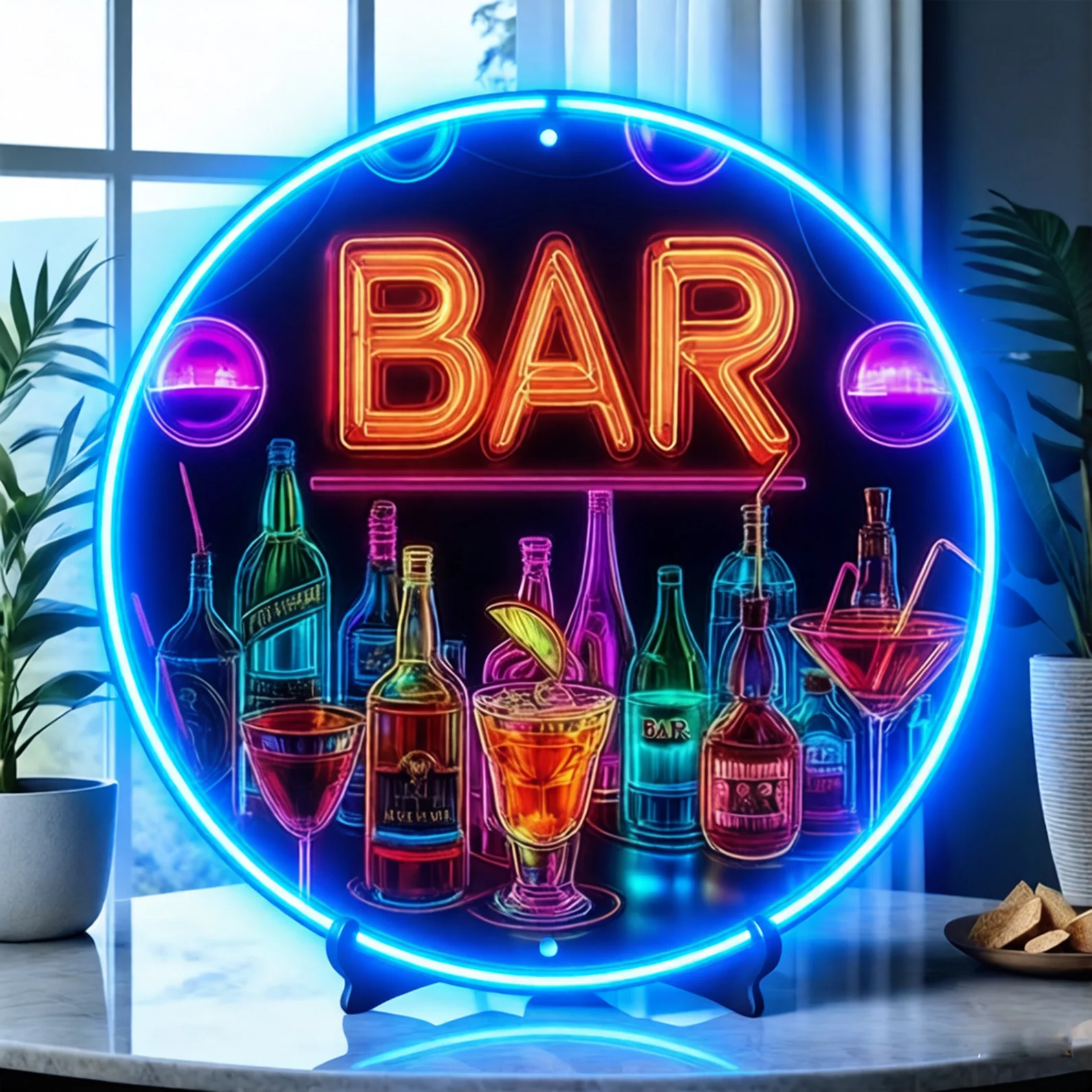 Retro Bar Neon Sign,Colorful Drinks &Glasses for Pub Cafe Beach House Decor,Man Cave Sign,Business Open Sign,Gift for Beer Lover
