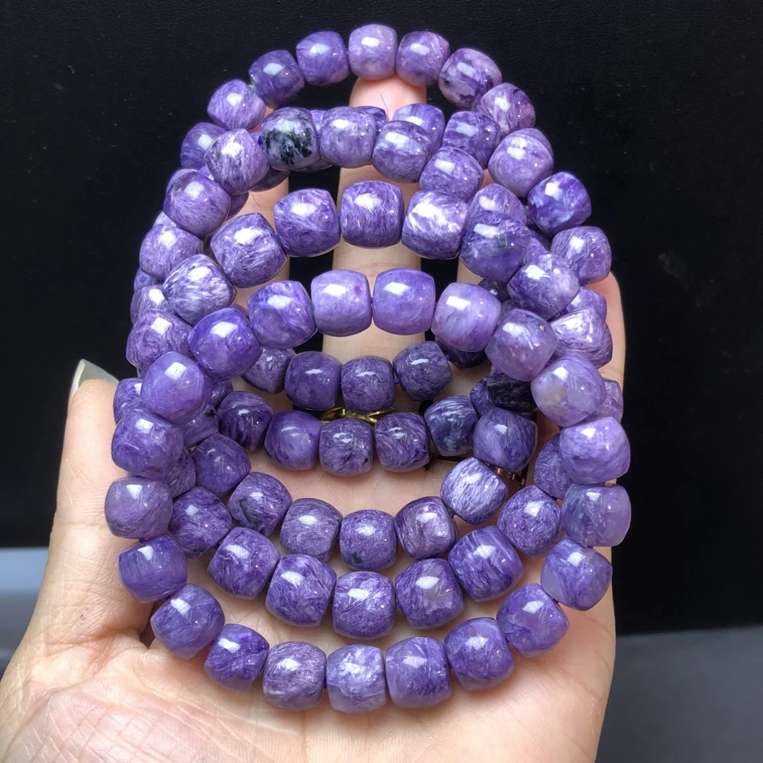 

1 Pc Fengbaowu Natural Charoite Bracelet Old Shape Beads Reiki Healing Stone Fashion Jewelry Gift For Women Men