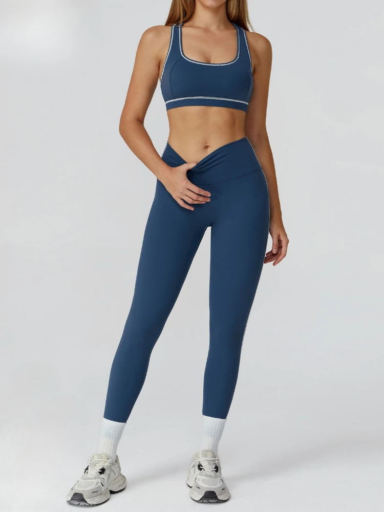 Women Yoga Set Color Block Brushed Zipper Jacket Slim Leggings Sports Bra Running Workout Outfit Three Piece Suit Active Wear