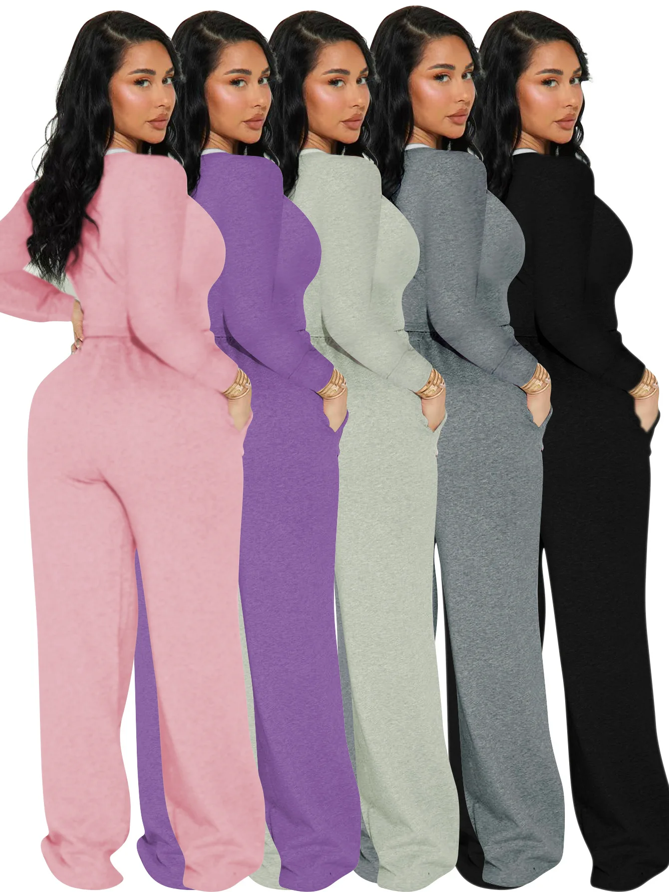 ชุดเซ็ทเสื้อยืดแขนยาวลำลองแฟชั่นผู้หญิงและกางเกงกีฬาลายทาง ชุดวอร์มสองชิ้น ฤดูใบไม้ร่วง ฤดูหนาว 2025