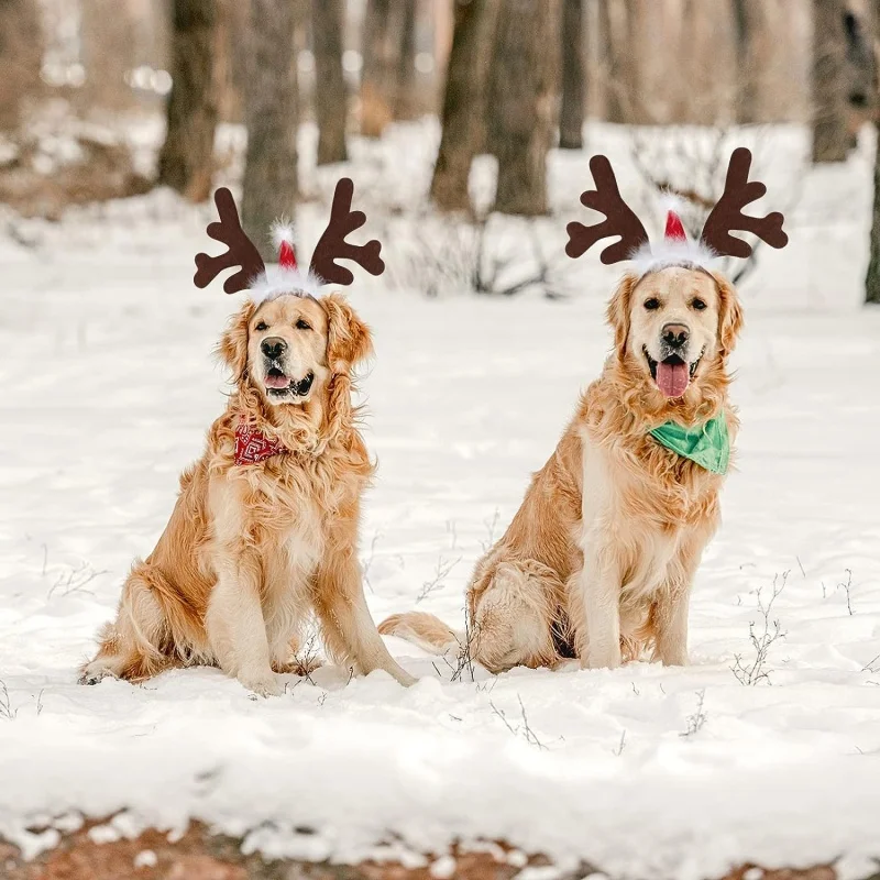 Christmas Pet Dogs Headband Deer Santa Hoop Hat Puppy Festival Reindeer Antlers Party Dress Costume Headwear Dog Accessories