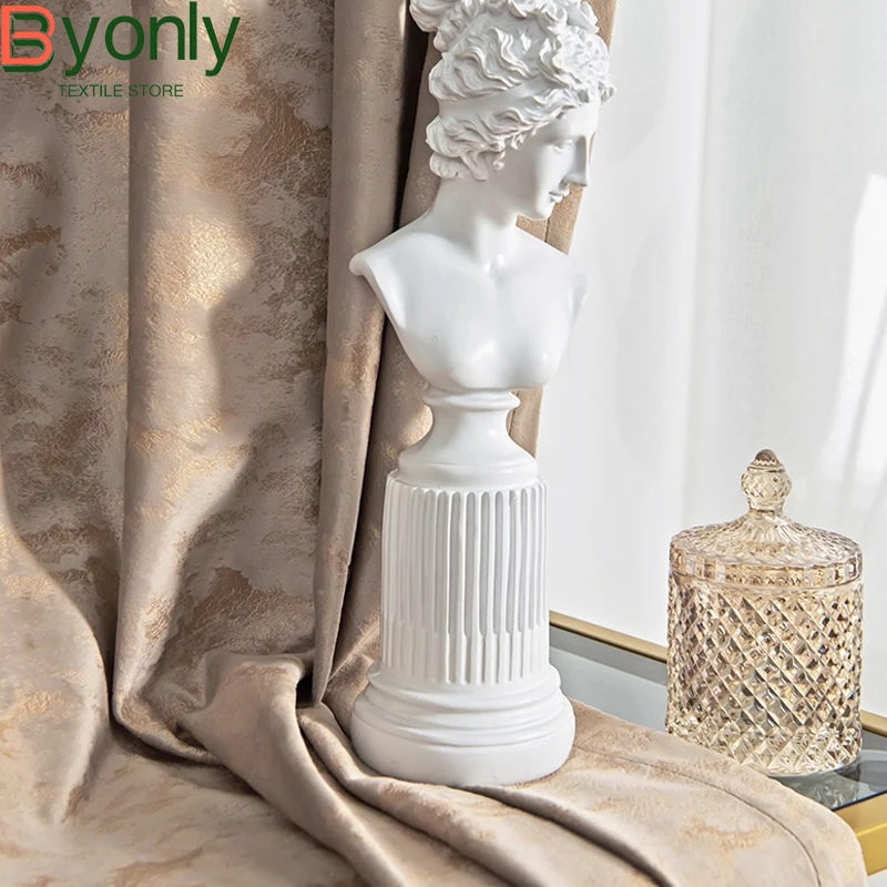 

Золотые кофейные бархатные позолоченные шторы для гостиной, спальни, французского окна, балкона, индивидуальная вилла, готовая перегородка, занавеска