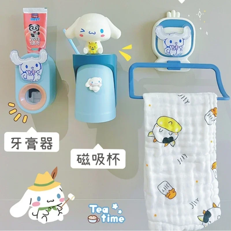 Childrens Anime Kawaii Magnetic Suction Inverted Toothbrush Mouthwash Cup Sanrios Cinnamoroll Kuromi Cartoon Wall Hanging Home