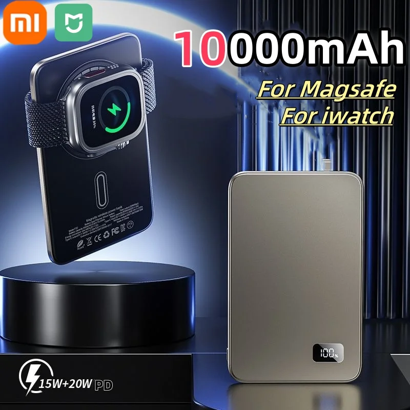 Тонкий магнитный беспроводной аккумулятор Xiaomi 10000 мАч PD25W, портативный внешний аккумулятор с быстрой зарядкой для Magsafe для Apple Watch