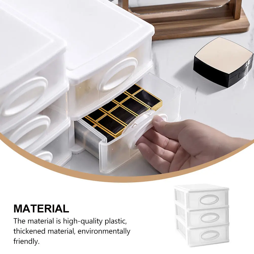 

1pc Desktop Storage Box Multilayer Plastic Organizer For Home Office Stackable Drawer Cabinet Dustproof Moistureproof