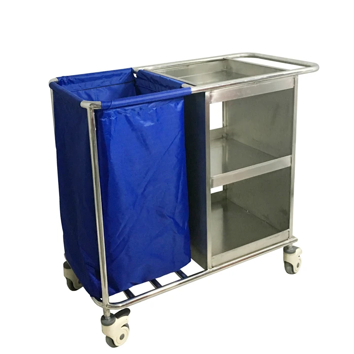 

T209 Movable Full Stainless Steel Hospital Medical Linen Trolley Cart for Sale