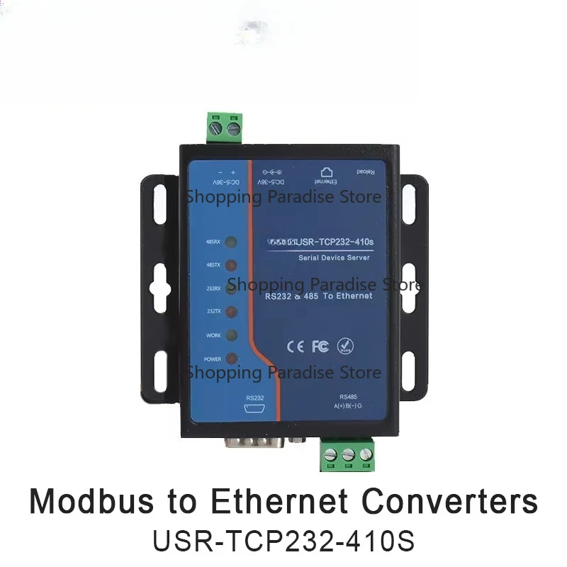TCP232-410s RTU Converters RS232 RS485 Serial to Ethernet TCP/IP Module Support DNS DHCP for Network Communication