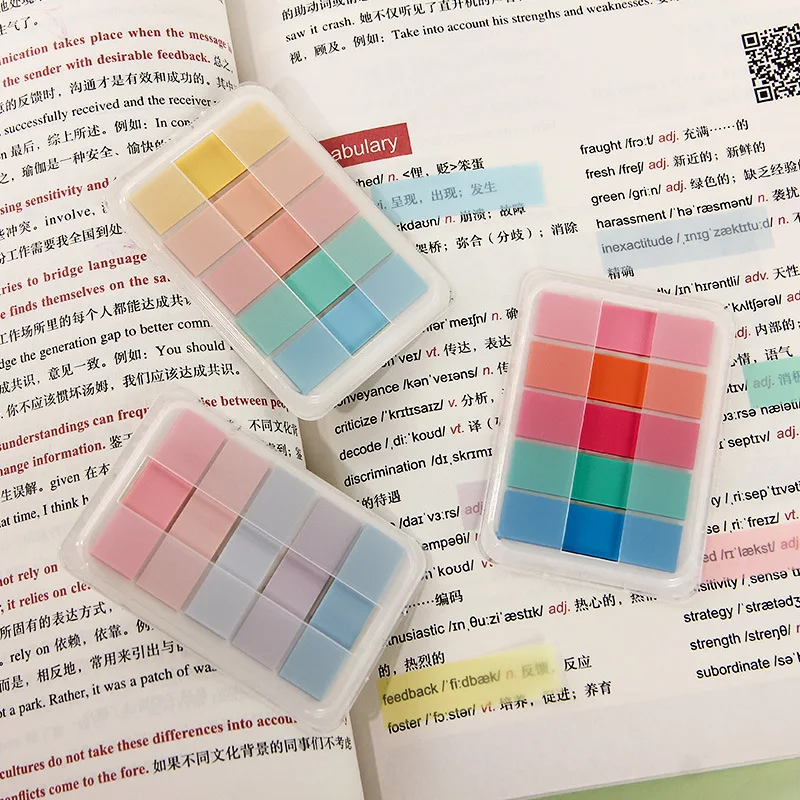 Macaron Color PET Memo Pad 100 Sheets Sticky Notes Self-adhesive Post Label Index Stickers Marker F7692