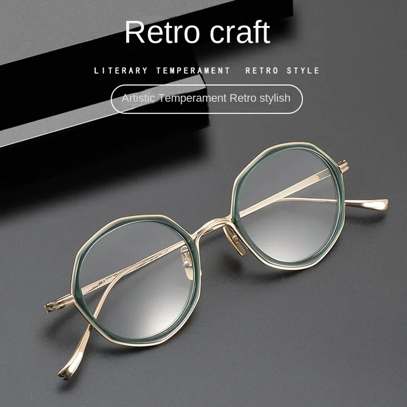 Japanese Designer Crystal Style Pure Titanium Plate Eyeglasses Frames Men Women Quality Oval Myopic Prescription Glasses Frames