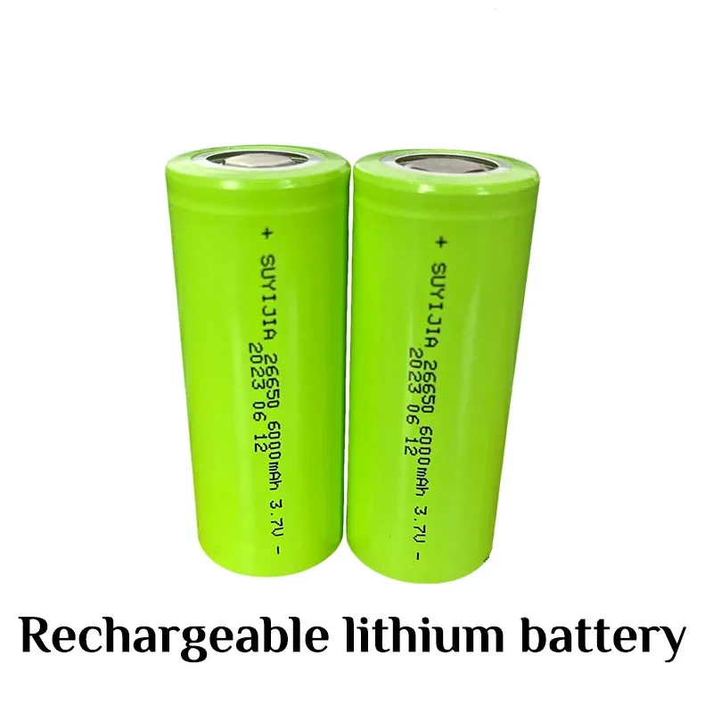 100% Original 26650 3.7V Battery 6000mah Large Capacity Li-Ion Rechargeable Battery for LED Flashlight Flashlight Power Tools