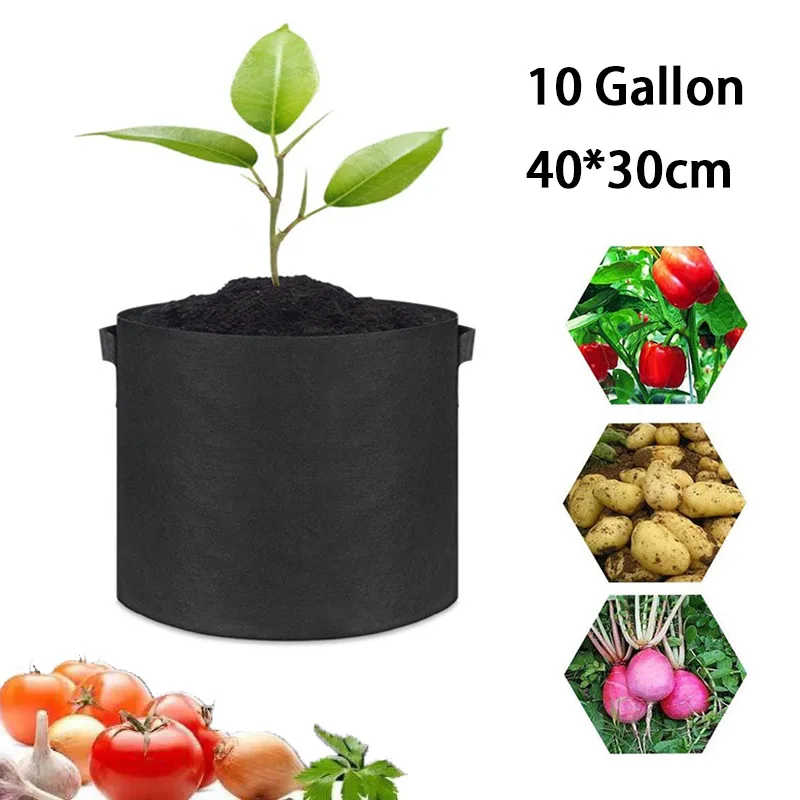 

10 Gallon Fruit Plants Thicken Grow Bags Hand Held For Home Garden Plant Growing Fabric Pot Vegetables Flower Bags Garden Tools