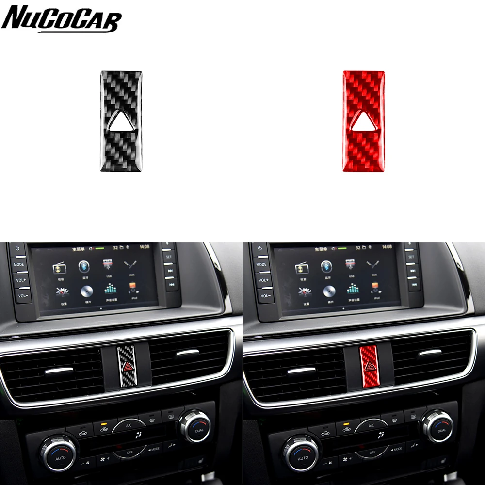 For Mazda CX-5 CX5 2017-2024 Carbon Fiber Central warning light switch Panel Cover Car Accessories Interior Decorative Stickers