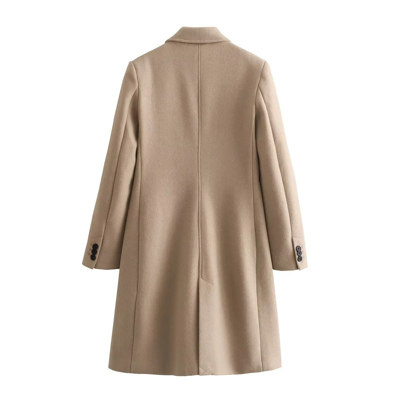 

Jenny&Dave Solid Simple Waist Fit Trench Coat Women Fashion Woolen Autumn Winter British Long Coat