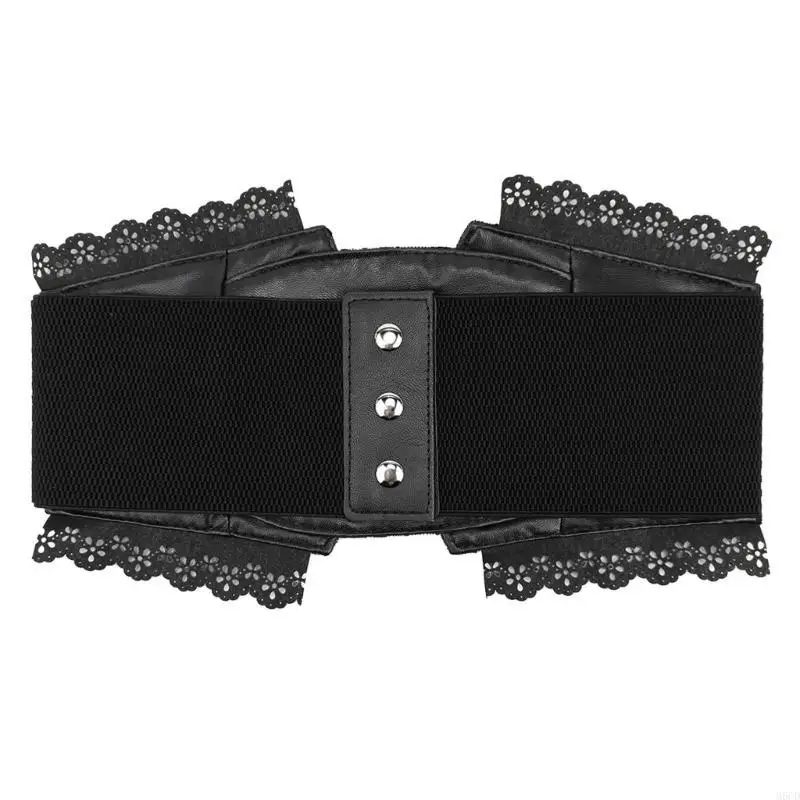 M6cd versatilesレースウエストベルトカジュアルスタイルウエストバンドハイストレッチブラックウエストバンド