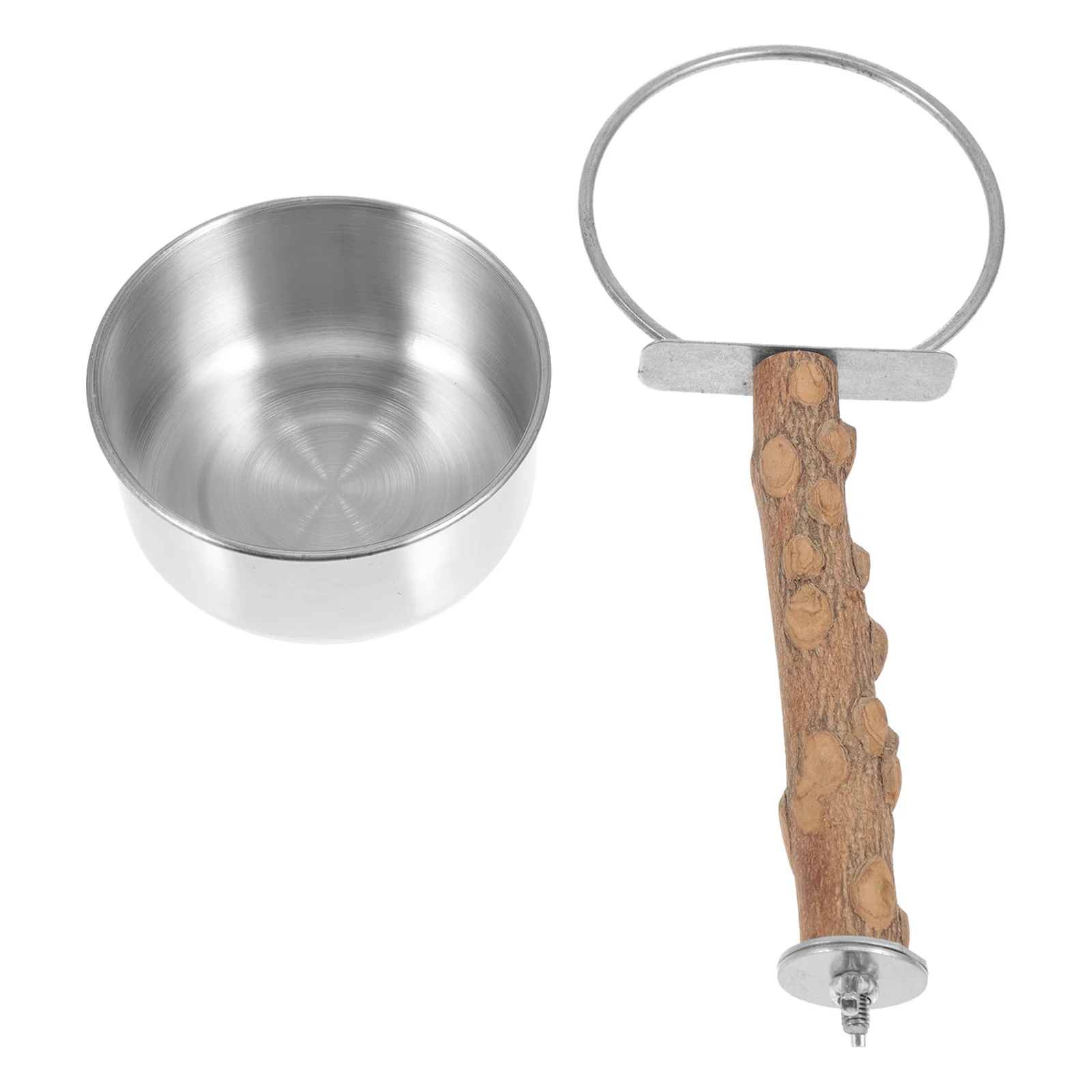 

1Pcs Parrot Stand Bird Feeding Rack Wooden Climbing Durable Natural Material Stainless Steel Food Bowl Pet Play