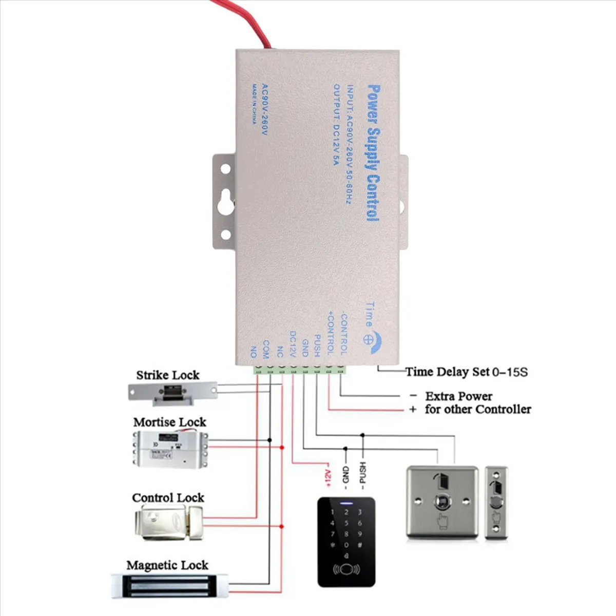 A10I Access Control Power Supply Transformer Door System Adapter AC110-240V Covertor System Machine White DC12V 5A