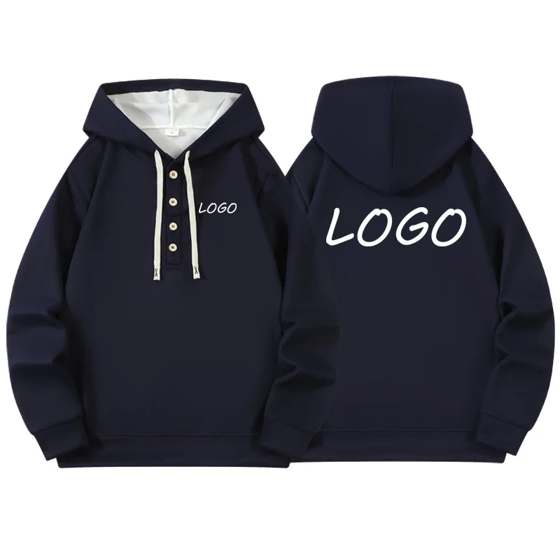 Custom Logo Printed Men Half Zip Stand Collar Pullover Loose Long Sleeve Casual Daily Sportswear Top
