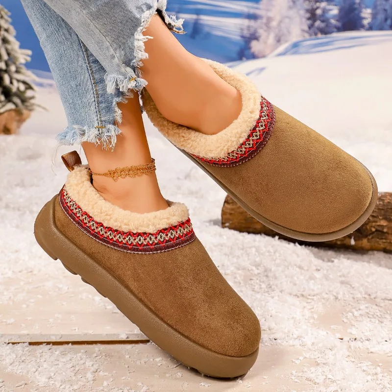 2027 New Women's Plush Slippers Fashionable Thick-Soled Shoes Plush Lined for Warmth Designer Brand Women's Winter Snow Boots view 2