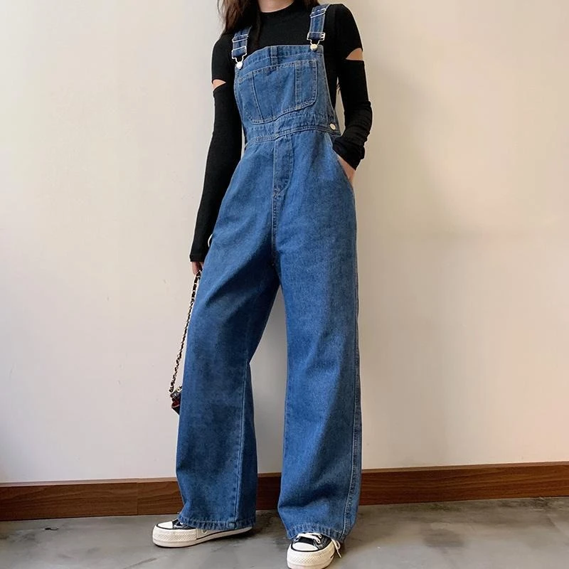 

2026 New Women’s Denim Overalls Jumpsuit High Waist Wide Leg Loose Fit Utility Workwear Casual Bib Pants for Autumn Winter
