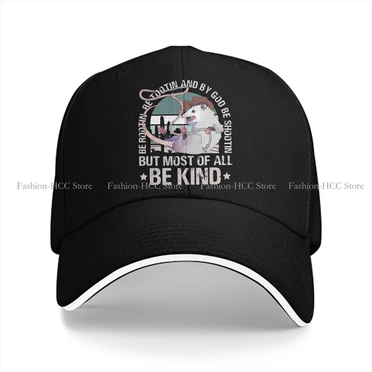 

By God Be Shootin But Most Of All Bekind Opossum Cowboy Solid Color Baseball Caps Peaked Cap Rootin Tootin Sun Shade Hats