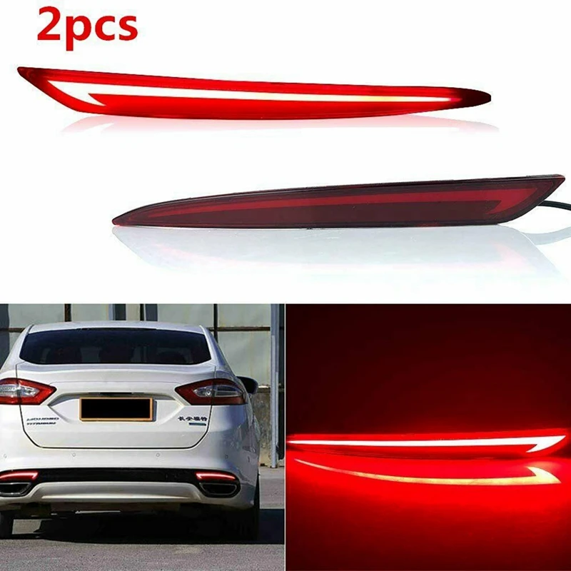 1 Pair LED Rear Fog Bumper Light Lamp Brake Light Turn Signal Light Reflector For Ford Mondeo Fusion 2013-2018